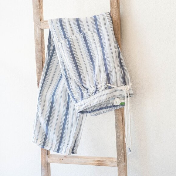 Anthropologie Pants - ANTHROPOLOGIE SEASHORE STRIPE LINEN BLEND PANTS SZ 12 COASTAL BLUE WHITE